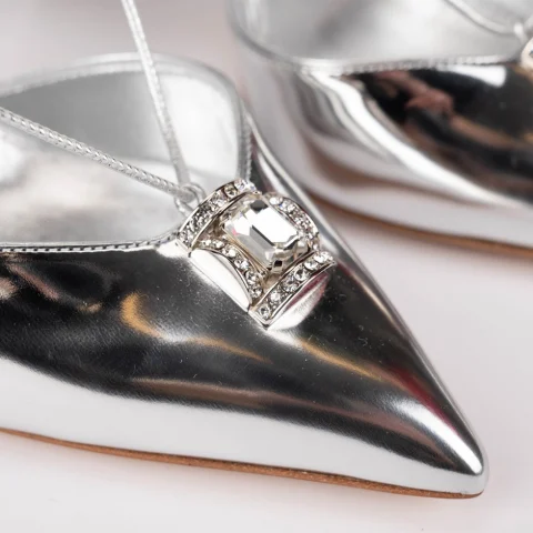 Дамски сребърни обувки Casadei — снимка 6