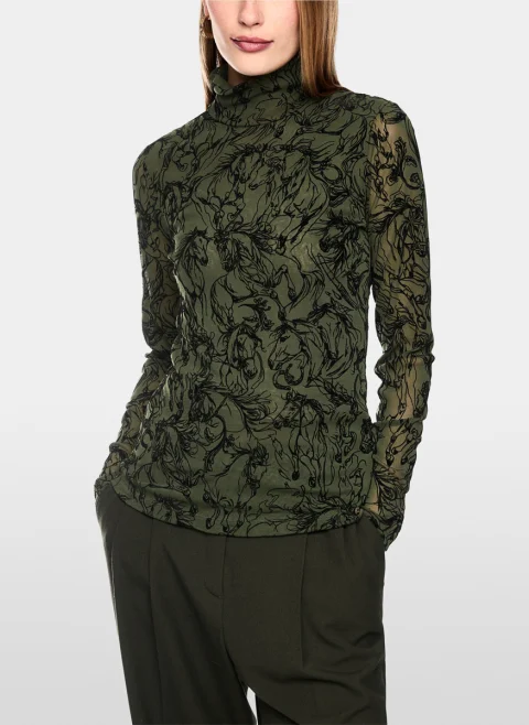 Блуза с кадифен принт Marc Cain Collections — снимка 8