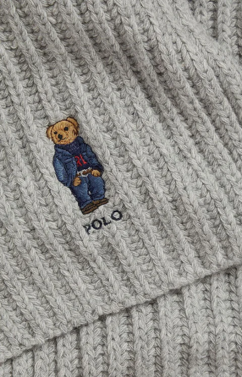 Плетен вълнен шал с Polo Bear лого — снимка 2