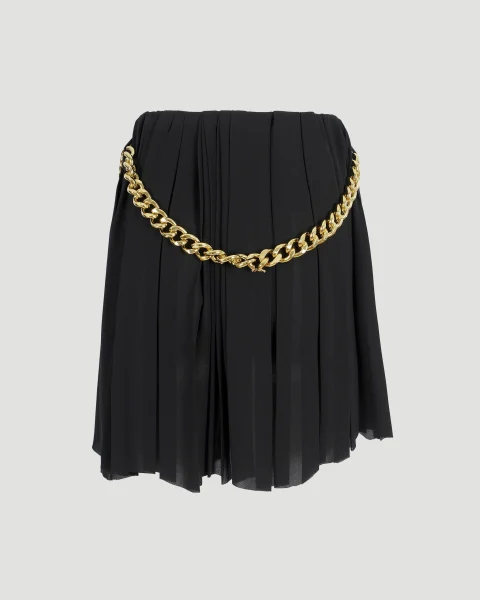 Black Pleated Skirt with Chain — снимка 2