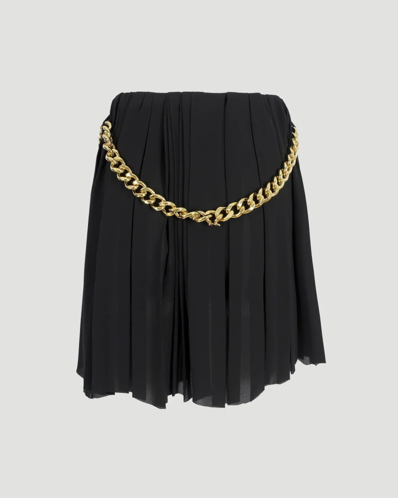 Black Pleated Skirt with Chain — снимка 2