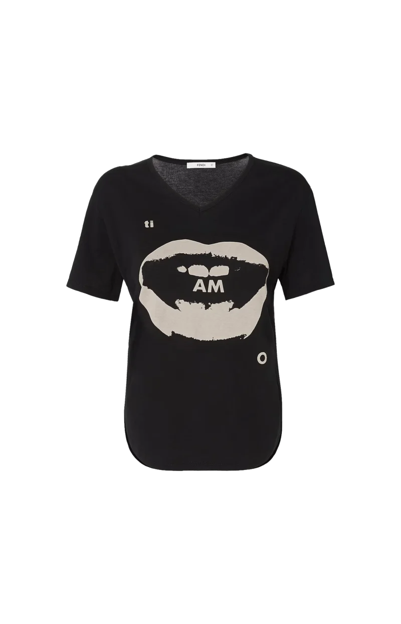 Jersey T-Shirt with Ti Amo Print in Black