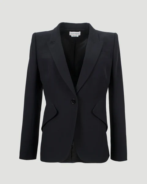 Leaf Crepe Jacket in Black