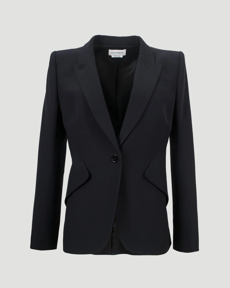 Leaf Crepe Jacket in Black