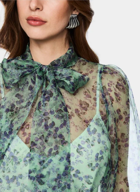 Копринена блуза с панделка Marc Cain Glam — снимка 5