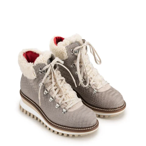 Дамски сиви боти с вълна New Italia Shoes — снимка 6