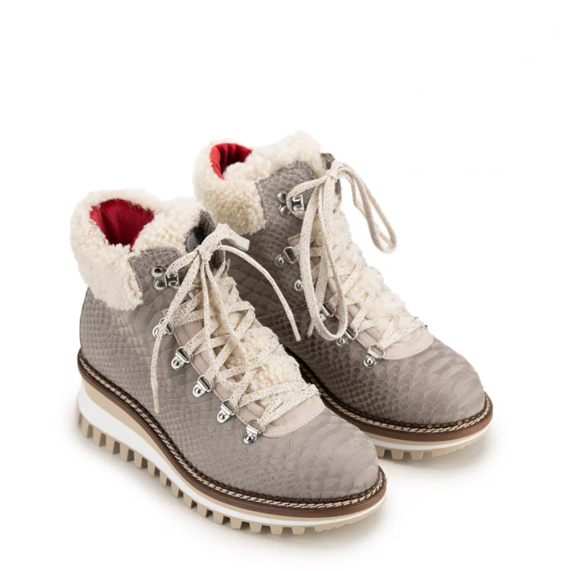 Дамски сиви боти с вълна New Italia Shoes — снимка 6