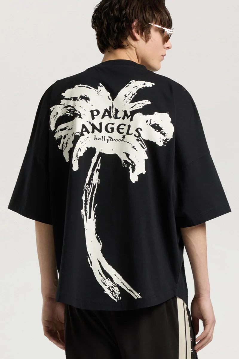 T-Shirt Palm Drift Back Over PAMAA005JR003-1003 black-off white — снимка 2
