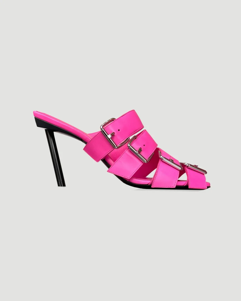 Shiny Pink Buckle Sandals