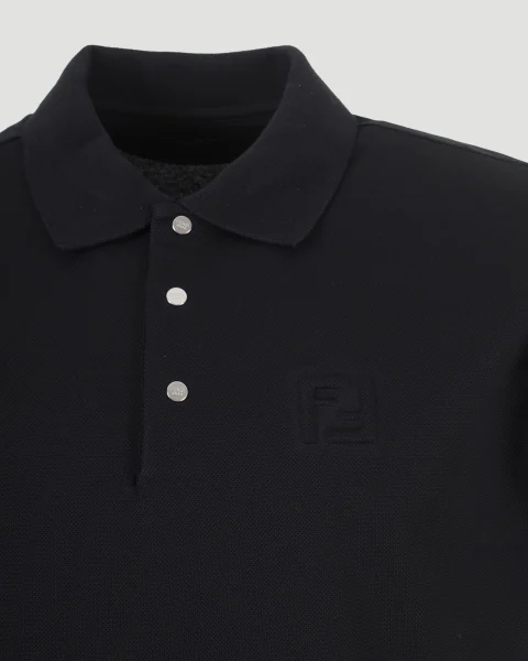 Cotton Polo Shirt in Black — снимка 2