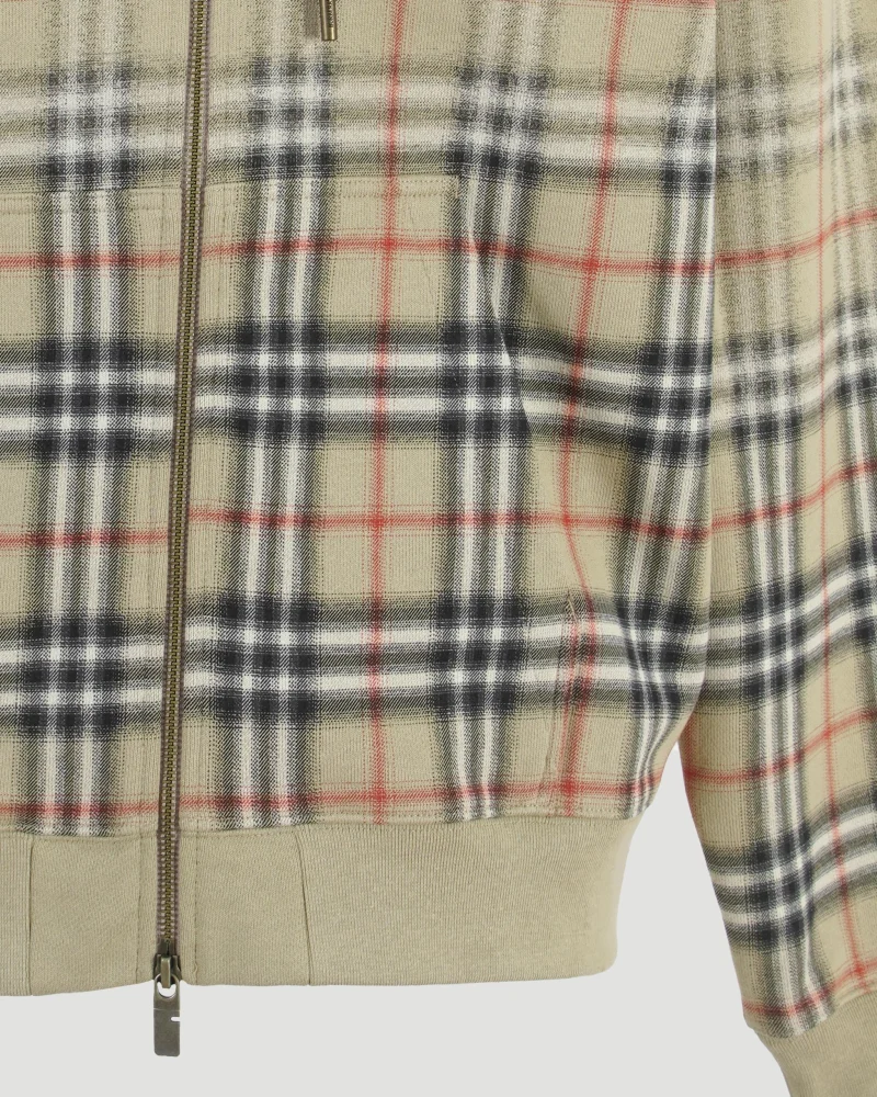 Gradient Check Cotton Zip Hoodie — снимка 4