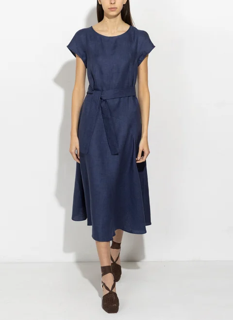 Миди рокля от 100% лен Weekend Max Mara Wkdesordio — снимка 4