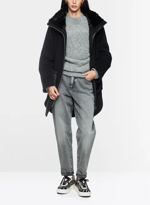 Палто от алпака с 'faux fur' детайли Marc Cain Additions