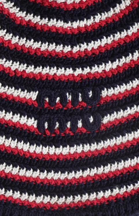 Striped Crochet Bucket Hat — снимка 3