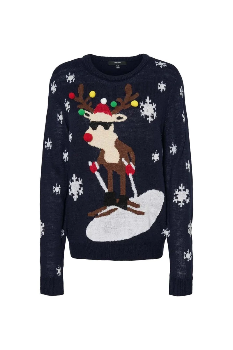 Плетени Vmrudolf Ls O-Neck Blouse Xmas Man 10272460 19-3923 Navy Blazer/Wartwork
