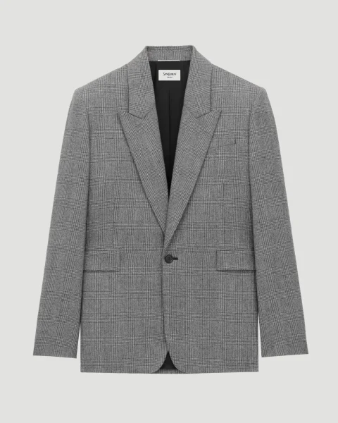 Jacket in Prince of Wales Wool Flannel