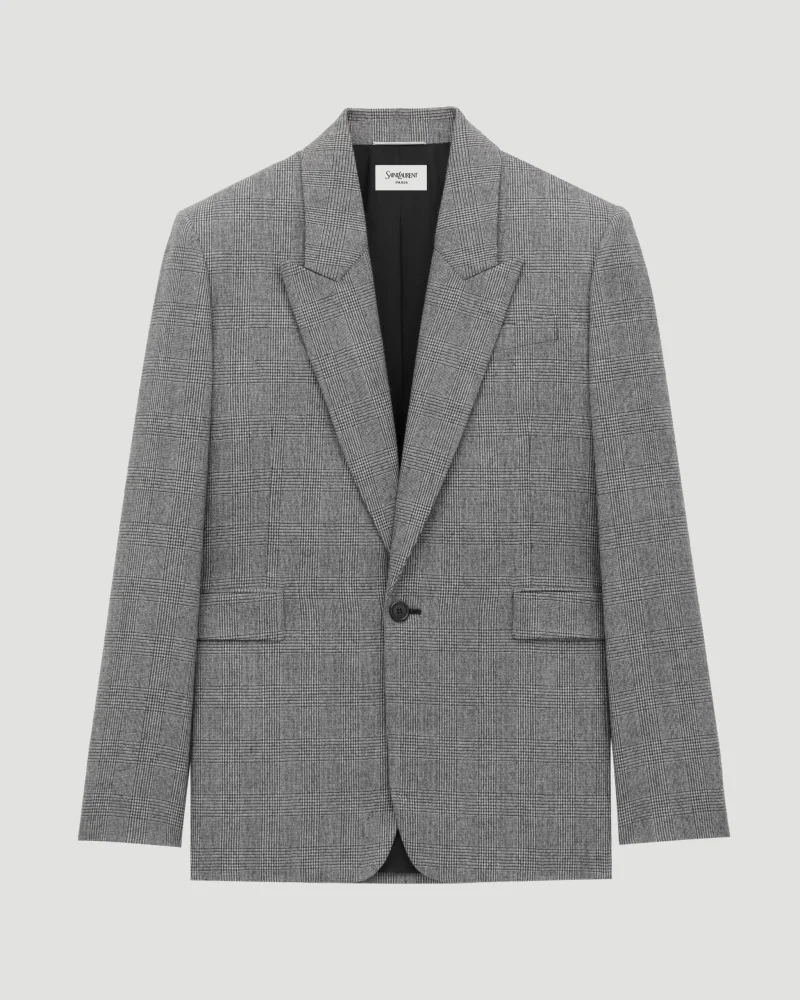 Jacket in Prince of Wales Wool Flannel