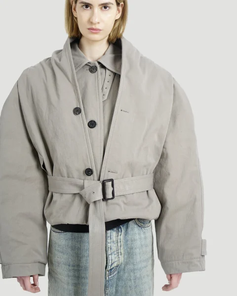 Flipped Hooded Trench in Dark Beige — снимка 3