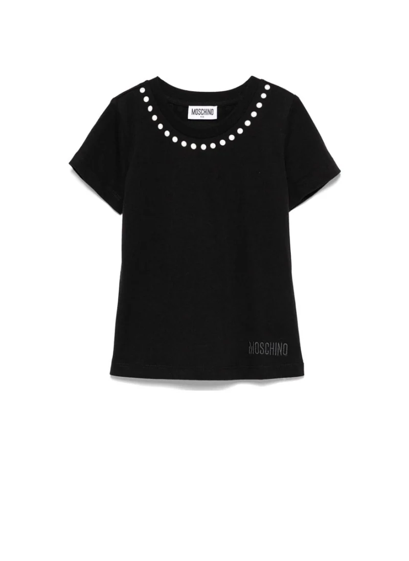 Тишърт с тематична бродерия Moschino Kids