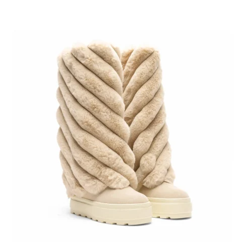 Дамски бежови ботуши Double Face Eureka Casadei — снимка 6