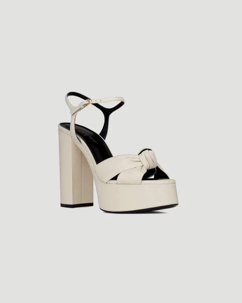 Bianca Platform Sandals in Pearl Smooth Leather — снимка 2