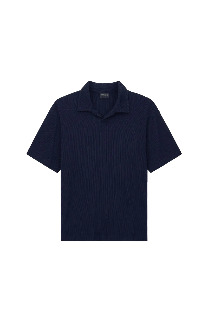Polo Shirt Regular Fit Viscose Seersucker Jersey