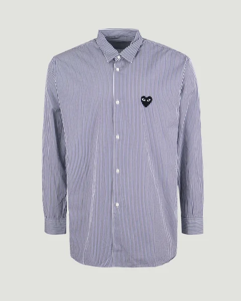 Button-Up Shirt in White and Navy