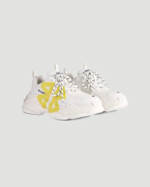Triple S Tape Type Sneaker in White and Yellow — снимка 2