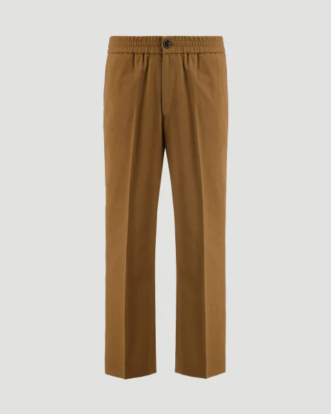 Wool Elasticated Waist Trousers in Hazelnut