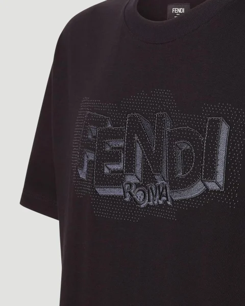 Cotton T-Shirt in Black — снимка 2