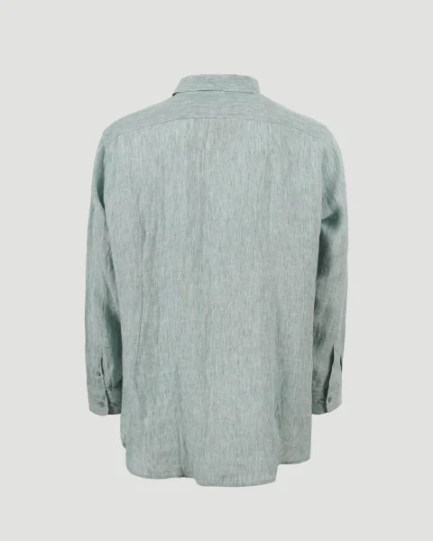 Pegaso Logo Linen Shirt in Green — снимка 2