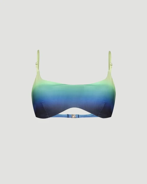 Gradient Printed Bikini Top Blue and Green