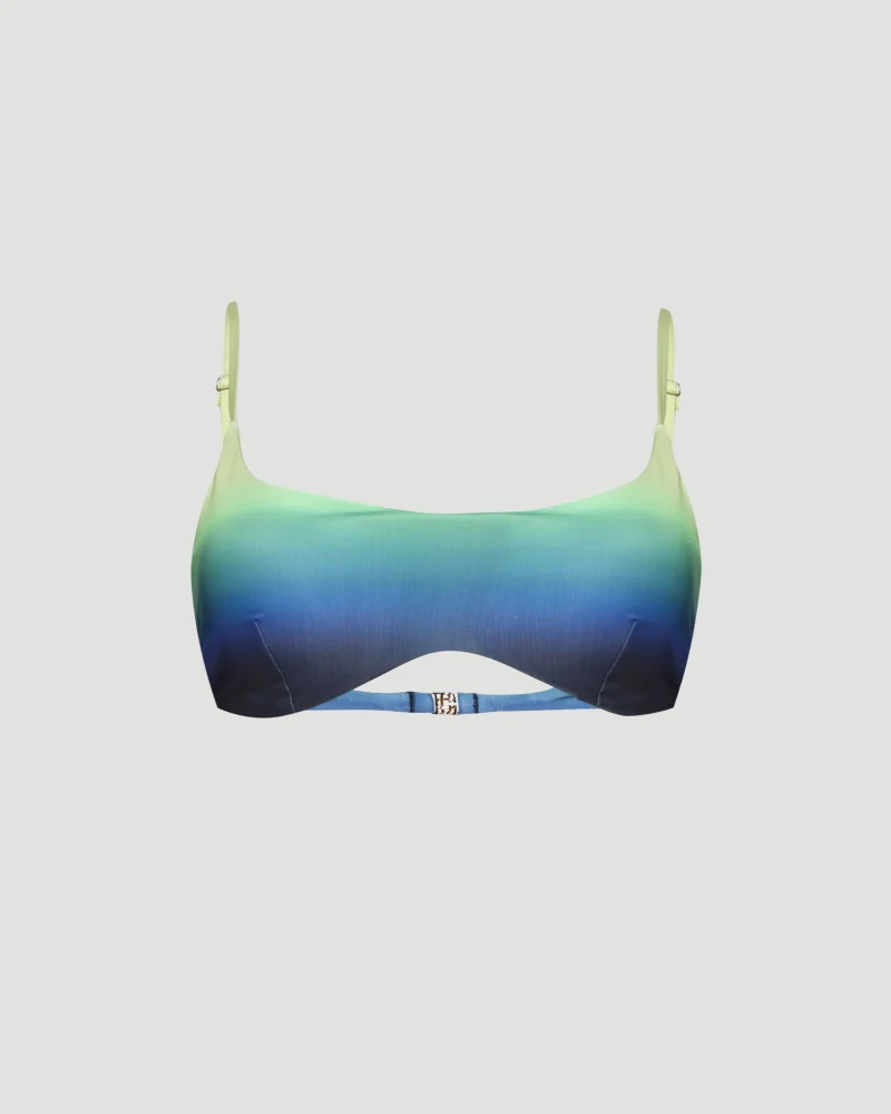 Gradient Printed Bikini Top Blue and Green