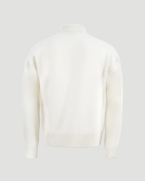 Ami de Coeur Wool Turtleneck Sweater in White — снимка 3