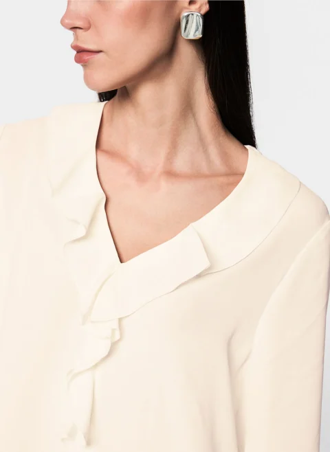 Ефирна блуза с волани Marc Cain Collections — снимка 4