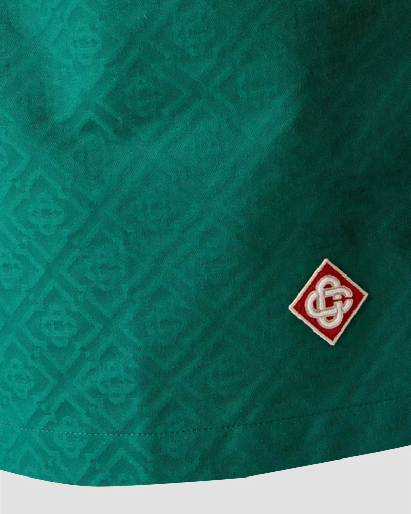 Cotton Monogram Jacquard Shorts in Green — снимка 2