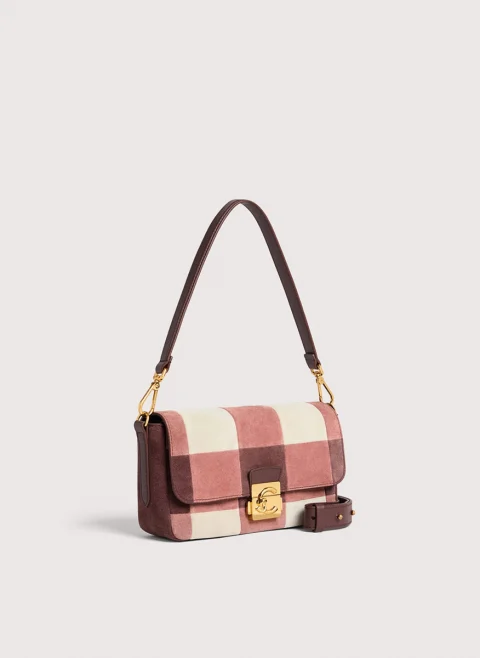 Велурена чанта Coccinelle C-Me Lock Multi Winter Rose Berry — снимка 2