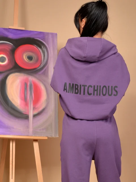 СУИЧЪР В ЛИЛАВ ЦВЯТ Purple cropped sweatshirt — снимка 2