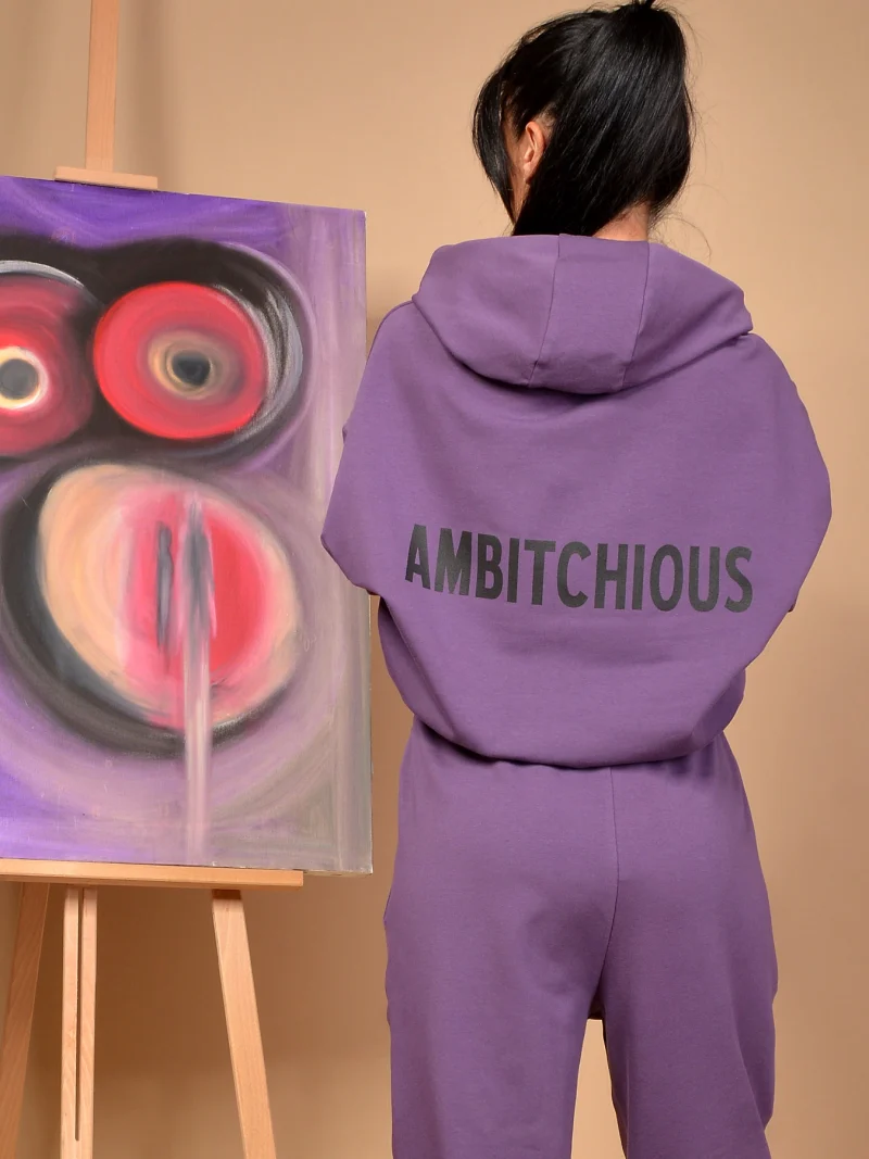 СУИЧЪР В ЛИЛАВ ЦВЯТ Purple cropped sweatshirt — снимка 2