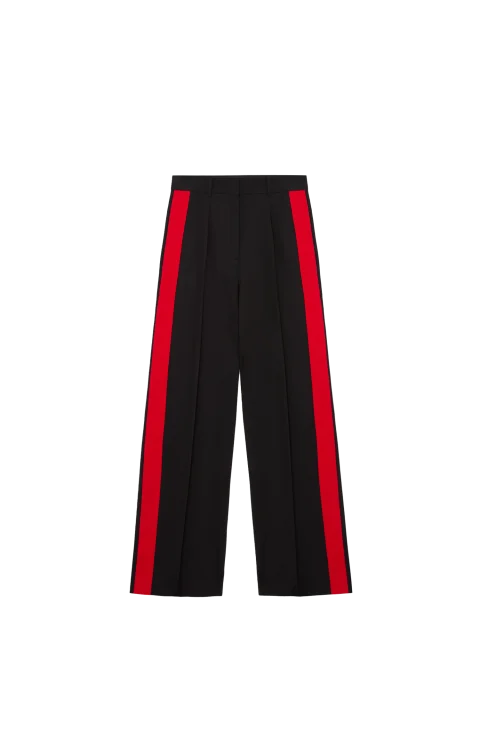 Viscose and Wool Blend Trousers in Black