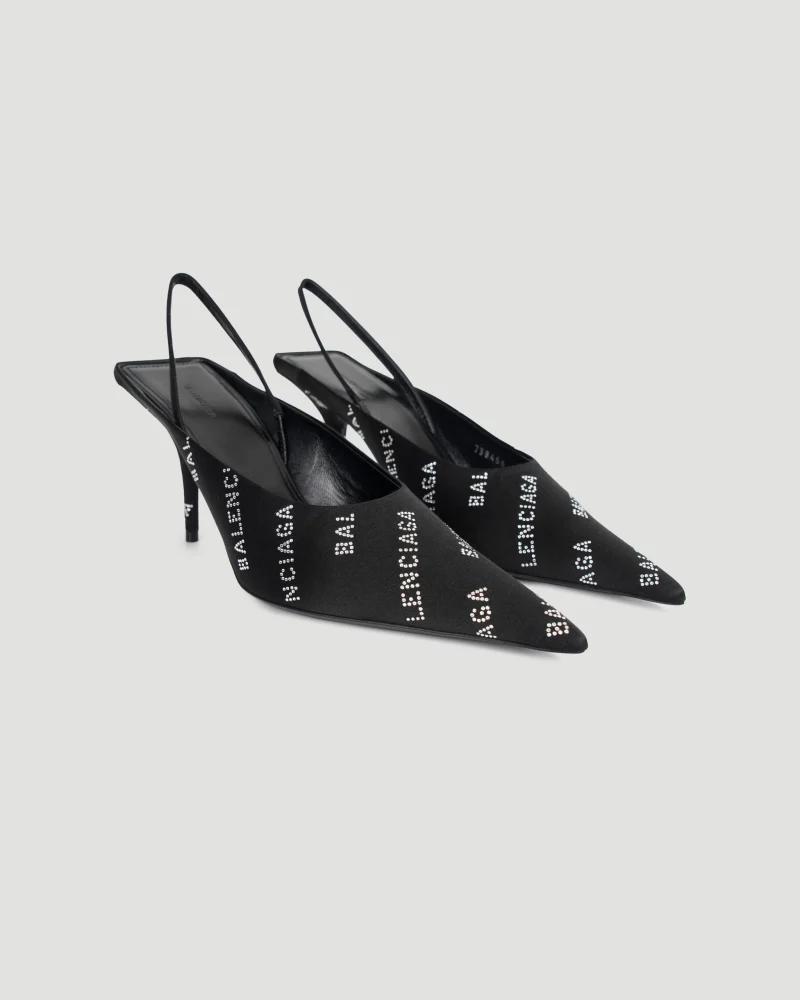 Square Knife Slingback Heels in Black — снимка 2