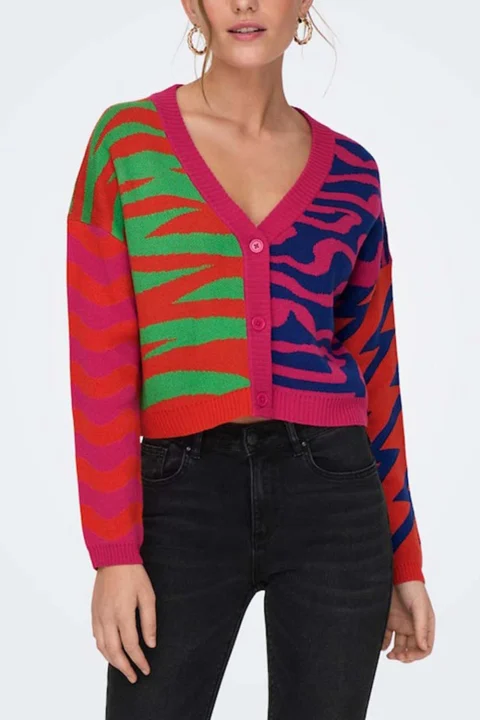 Жилетка Onladora Ls Jq V-Neck Cardigan Knt 15309335 17-1456 TCX tigerlily — снимка 2