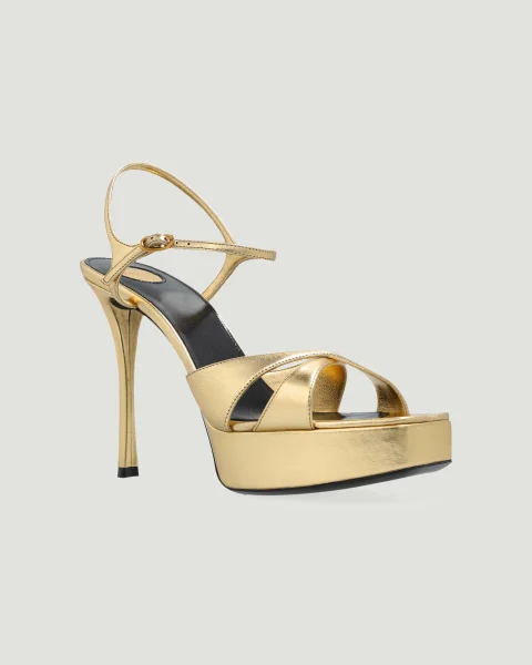 Debbie Platform Sandals in Metallic Leather — снимка 2