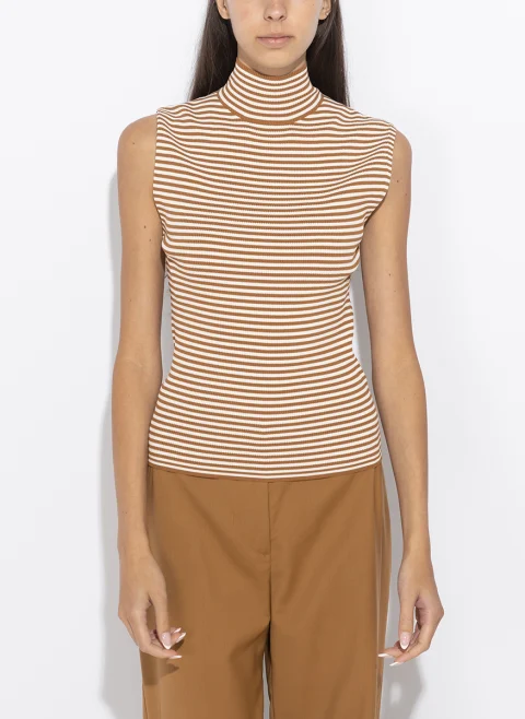 Топ от фино плетиво с поло яка Max Mara Studio Mstpepato — снимка 5
