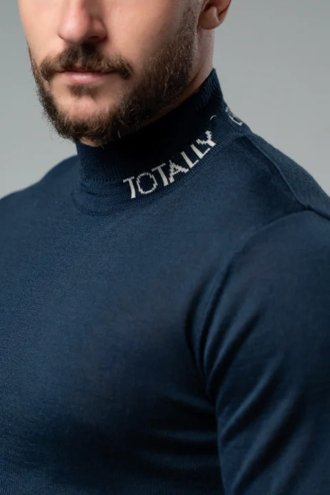Тъмносин пуловер поло Totally — снимка 4