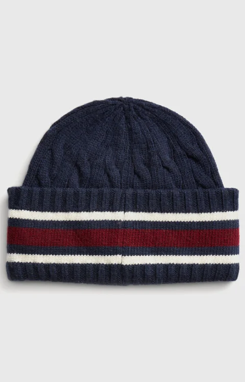 Шапка с контрастни линии и Polo Bear бродерия — снимка 2