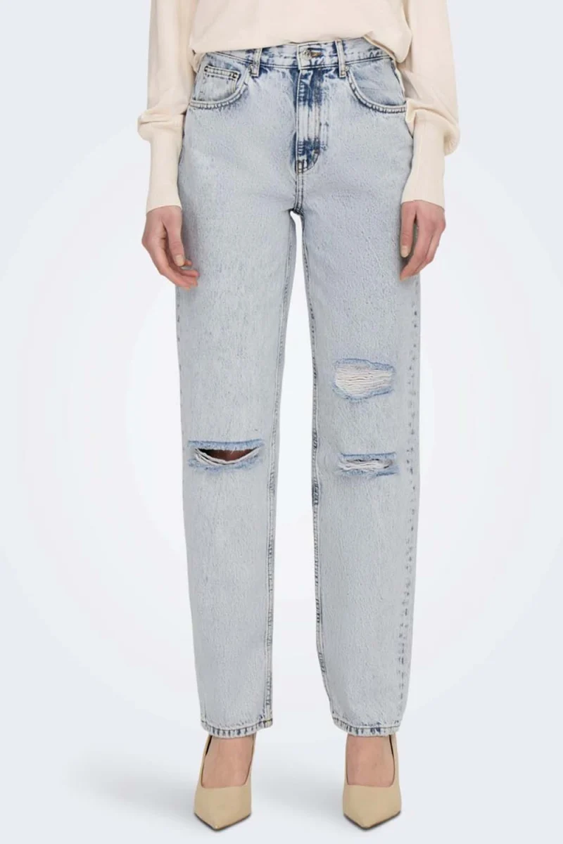 Jeans Onlrobyn Ex Hw Str Longer Lb Ank Dnm Dot 15263534 BS000053 light blue denim — снимка 2
