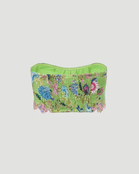 Floral Bandeau Top in Green — снимка 2