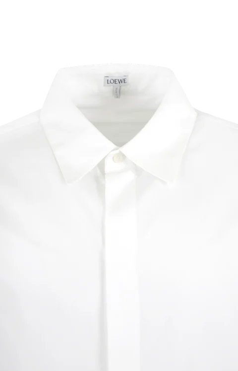 Lightweight Cotton Poplin Shirt in White — снимка 2