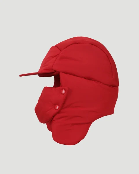 Padded Nylon Oversized Cap in Red — снимка 2